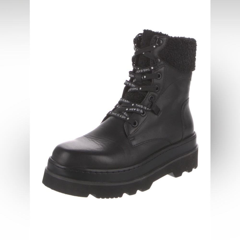 Ash Platform Leather shearing Trim Combat Platform Boots Ankle